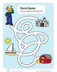 Farm Maze Worksheet Education Com Maze Worksheet Farm Preschool Maze Games For Kids