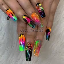 Discover pinterest's 10 best ideas and inspiration for colorful nail designs. Long Coffin Nails Coffin Nail Ideas Abstract Design Colorful Nail Polishes Neon Colors Neon Nail Designs Crazy Nail Designs Cute Nail Designs