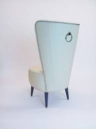 Cream Leather High Back Chair With Chrome Handle Nailheads Italian Decor Nyc Store Chair High Back Chairs Italian Decor