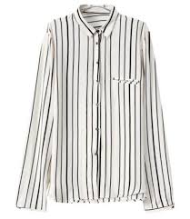 Black And White Striped Long Sleeve Shirt Womens Formal Polo Collar Vertical Striped Print Long Sleeve Blouse For Women Striped Long Sleeve Shirt Black And White Shirt White Long Sleeve Shirt