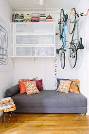 This Nyc Walk Up Has An Incredibly Cute Diy Murphy Bed Murphy Bed Diy Murphy Bed Plans Bike Storage Apartment