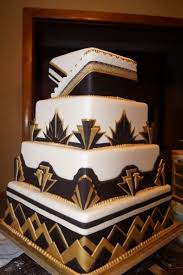 Black And Gold 1 Tier Cake Art Deco Wedding 1 Art Deco Wedding Cake Art Deco Cake Square Wedding Cakes