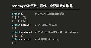 Numpy配列ndarrayの次元数 形状 サイズ 全要素数 を取得 Note Nkmk Me
