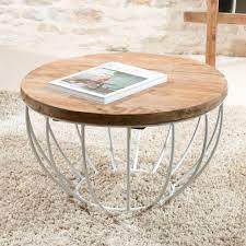 Petite table basse ronde blanche. Petite Table Basse Ronde Teck Recycle Structure Filaire Blanche Swing Tables Basses Pier Import