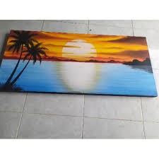 Matahari terbenam yang dihiasi langit berwarna jingga menambah kesan. Jual Dijual Lukisan Pemandangan Pantai Limited Kab Bogor Booth Portable Workshop Tokopedia