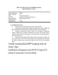 Rpp model luring k13 kelas 1 edisi 2020. Contoh Rpp K13 Sd Archives Silabus Rpp