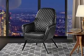 Black Accent Armchair Faux Leather Living Room Office Lounge Seat Furniture Divanoroma Contempora Living Room Leather Leather Chair Living Room Accent Chairs