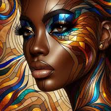 Oil painting of plus sized fashionista with bold accessories