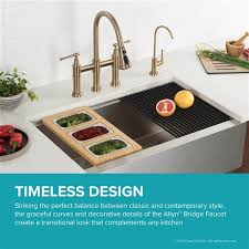 Need more digital metallic textures and backgrounds for your projects? Kraus Allyn Transitional 2 Handle Deck Mount Bridge Kitchen Faucet Brushed Gold Kpf 3121bg Rona