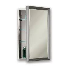 Recessed medicine cabinet by size. Studio V Recess Or Surface Mount 1 Door Medicine Cabinet W Brushed Stainless Steel Finish Satin Nickel Oil Rubbed Bronze Or Gloss White Frame Stainless Steel Construction By Jensen Formerly Broan
