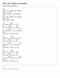 Canto Ven Ven Senor No Tardes Y Acordes De Guitarra Letras Y Acordes Letras De Canciones Cristianas Letra De Cantos Catolicos