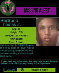 🚨Missing Alert!🚨 Bertrand Thomas Jr., 15 year old male from Silver  Spring, Maryland Height: 5'9 Weight: 125 pounds Hair: Black Eyes: Brown  Clothing: Blue shirt and black pants Last seen: May 5,