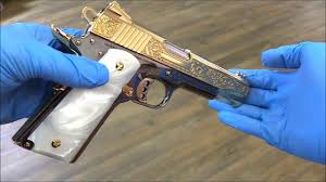 Engraved Black And Gold 1911 Pin On Fire Arm Engraving Design