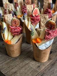 Charcuterie Cups 8 Minimum Order Fig Honey In 2021 Wedding Food Drink Charcuterie Recipes Party Food Appetizers