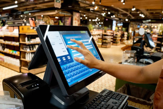 POS system at a retail checkout
