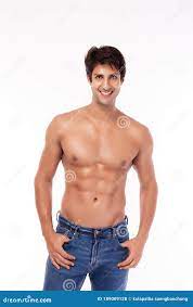 Muscular Man Torso Six Packs. Portrait Attractive Young Muscle Man Isolated  on White Background Stock Photo - Image of muscle, perfect: 189009128