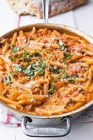 One Pot Creamy Sausage Pasta With Recipe Video Recipe Sausage Pasta Recipes Creamy Sausage Pasta Ground Sausage Recipes