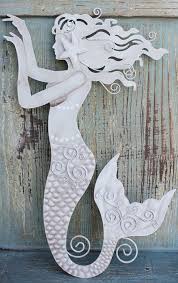 Metal Mermaid Wall Decor Coastal Cottage Decor California Seashell Company Mermaid Wall Decor Beach House Decor Beach Cottage Decor