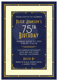 Birthday Invitation Card For 6 Year Old Boy Man S 75th Birthday Invitation Art Deco Navy Blue And Gold 75th Birthday Invitations 90th Birthday Invitations 60th Birthday Invitations