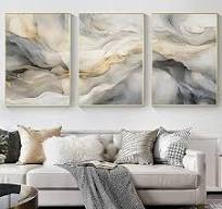 Amazon.com: White and Grey Marble Wall Art Modern Abstract ...