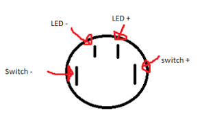 For the led rocker switch, pay careful attention to the position of your ground, power and acc pins, follow the diagram below, (it uses oznium's led round rocker switch with recommended mounting hole diameter of 3/4″) and you should have no problems wiring a led rocker switch: 12v 4 Pin Terminals Push Button Self Latching Switch With Led Wiring Switch Self Push