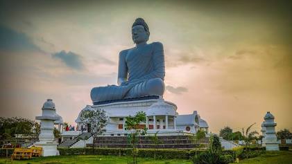 Ruins of the sacred Amaravati Maha Stupa, AI generated