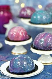 Galaxy Mousse Cakes Mini Chocolate Mousse Cakes On A Brownie With A Gorgeous Galaxy Mirror Glaze On Top From Sugarhe Galaxy Desserts Desserts Mousse Cake