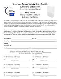 …for all those that have to hear the words, you have cancer..for those who have lost their fight. Fillable Online American Cancer Society Relay For Life Luminaria Fax Email Print Pdffiller