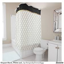 Black And Gold Pattern Curtains Elegant Black White And Gold Quatrefoil Patterns Shower Curtain Zazzle Com Patterned Shower Curtain Quatrefoil Pattern Custom Shower Curtains