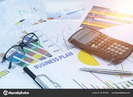 Business Plan Business Chart Calculator Pen Glasses