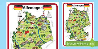 The french word for germany. Poster Carte De L Allemagne Illustree Teacher Made