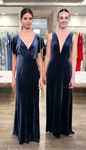The Coolest Bridesmaids Dresses Ever Featuring The New French Blue Velvet By Jenny Velvet Bridesmaid Dresses Winter Bridesmaid Dresses Trendy Wedding Dresses