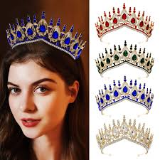 Halloween Women Amethyst Crystal Crown Headband Raw Quartz Tiara Moon  Goddess Bridal Headpiece for Festival Wedding Party Photog (black-red)