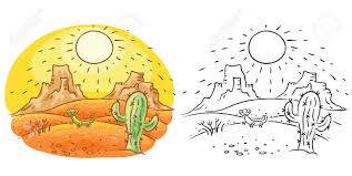 Lizard And Cactus In The Desert Cartoon Drawing Both Colored Royalty Free Cliparts Vectors And Stock Illustration Image 47710398