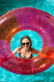 Download Premium Image Of Cheerful Woman In A Pool 1228455 Pool Vegas Pool Party Pool Party Decorations