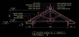 Gambar Kerja Rencana Rangka Atap File Dwg Autocad Atap Kuda