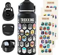 Trekking The National Parks Water Bottle with 63 Waterproof Stickers & 3  Lids (Straw, Spout, & Chug) | 32 Oz Insulated Wide Mouth Stainless Steel ...