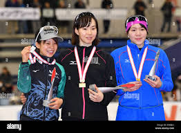 L-R) Nana Takagi, ?Misaki Oshigiri, Nana Takahashi. DECEMBER 30, 2017 -  Speed Skating : The Japan Olympic Team Trials for Pyeongchang, Women's  5000m Award ceremony at M-Wave in Nagano, Japan. Credit: MATSUO.KAFLO