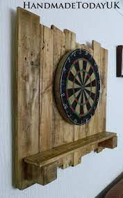 Handmade Driftwood Dart Board Dartboard Backboard With Shelf Made From Recycled Pallet Wood Wood Pallets Recycled Pallets Recycled Pallet