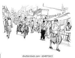 How to draw a village market scenery | elementry स्मरणचित्र, subscribe to my achannel to get more drawing videos. Easy Village Market Drawing