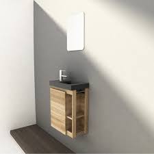 Meuble Lave Mains Avec Miroir Imitation Chene Naturel L 22 5 X P 40 X H 48 Cm Meuble Lave Main Lave Main Meuble Lave Main Wc