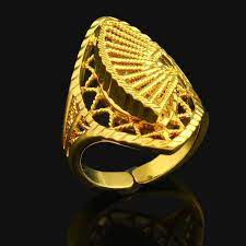 Sector Shape Ethiopian Wedding Gold Ring For Women 24k Gold Color Free Size Ring African India Kenya Middle East Item Gold Rings Ethiopian Wedding Ring Size
