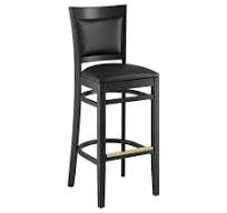 Sofia Black Finish Wood Bar Stool with Black Vinyl Seat