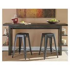 Crafted With Rich And Earthy Pine Wood And Pine Veneers This Long And Slender Counter Tabl Dining Furniture Makeover Counter Height Dining Table Counter Table