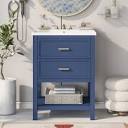 24" Bathroom Vanity With Top Sink And 2 Drawers, Blue - Modernluxe ...
