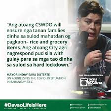 To become agents of the modern, they need to think of their feudal birthright as no more than a ladder they need to climb to the top, which they must gradually discard as their constituencies become empowered to fight for their own rights. City Government Of Davao On Twitter Mayor Inday Sara Duterte On Addressing The Covid 19 Situation In Barangay 23 C