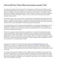 Los santos es una ciudad de luces brillantes, noches largas y secretos sucios, y no hay nada más brillante, más largo o más sucio que gta online: Trucos Del Gta V Para Xbox Trescientos Sesenta Y Ps3 Pdf Playstation 3 Juego De Azar