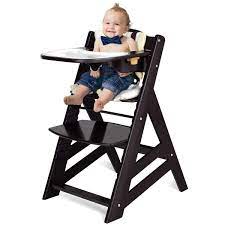 The seat of this high table and chair sets for baby can be detached for washing and cleaning purposes, so you won't have to worry if your baby spills any food or liquids on it. Amazon Com Costzon Wooden High Chair Baby Dining Chair With Adjustable Height Removable Tray 5 Point Safety Harness Padded Cushion Perfect Toddlers Feeding Chair Baby