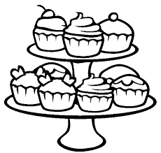 Seamless background with sweet cakes coloring page vector. Cute Cupcakes Coloring Pages Coloring Home
