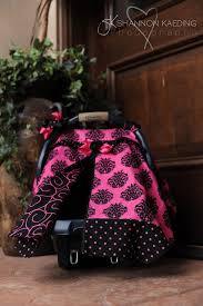 Free Onsie Burpcloth Carseat Cover Canopy Zippered Opening Hot Pink Black Damask Print Baby Girl Car Seats My Baby Girl New Baby Products